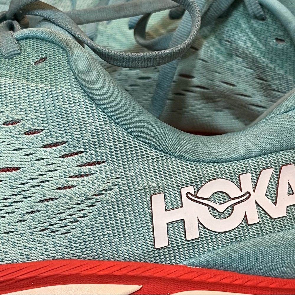 Hoka One One Sneakers Clifton 8 Light Blue Red Ning Shoes Performance Athletic - Picture 13 of 15